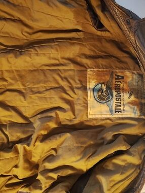 VINTAGE Aeropostale Jacket Brown Leather Flight Aviator Bomber 38 Distressed